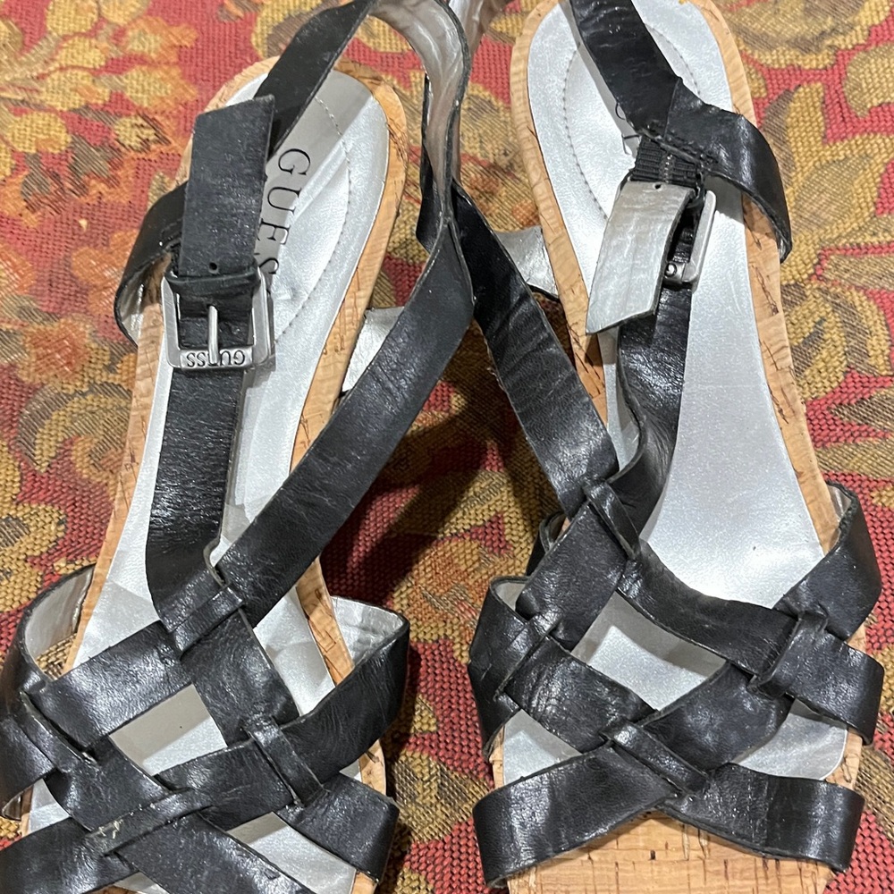 Guess Black Strappy Sandals for Casual Wear